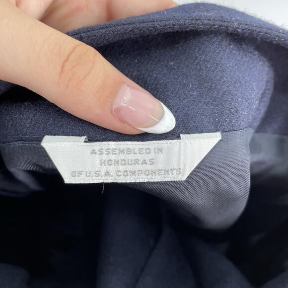 Vintage Avant garde Blazer Women 0 Navy Skirt Set Midi Slit Wool* Victorian Suit - Picture 12 of 16